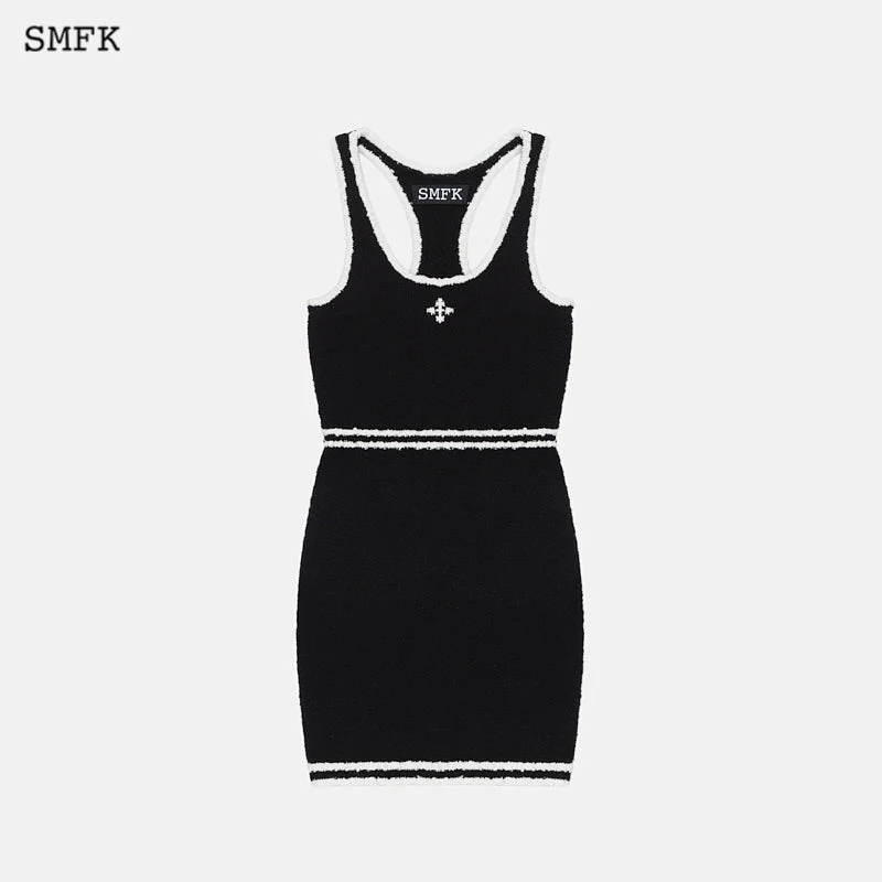 Campus Vintage Knitted Tank Dress Black - Image 4