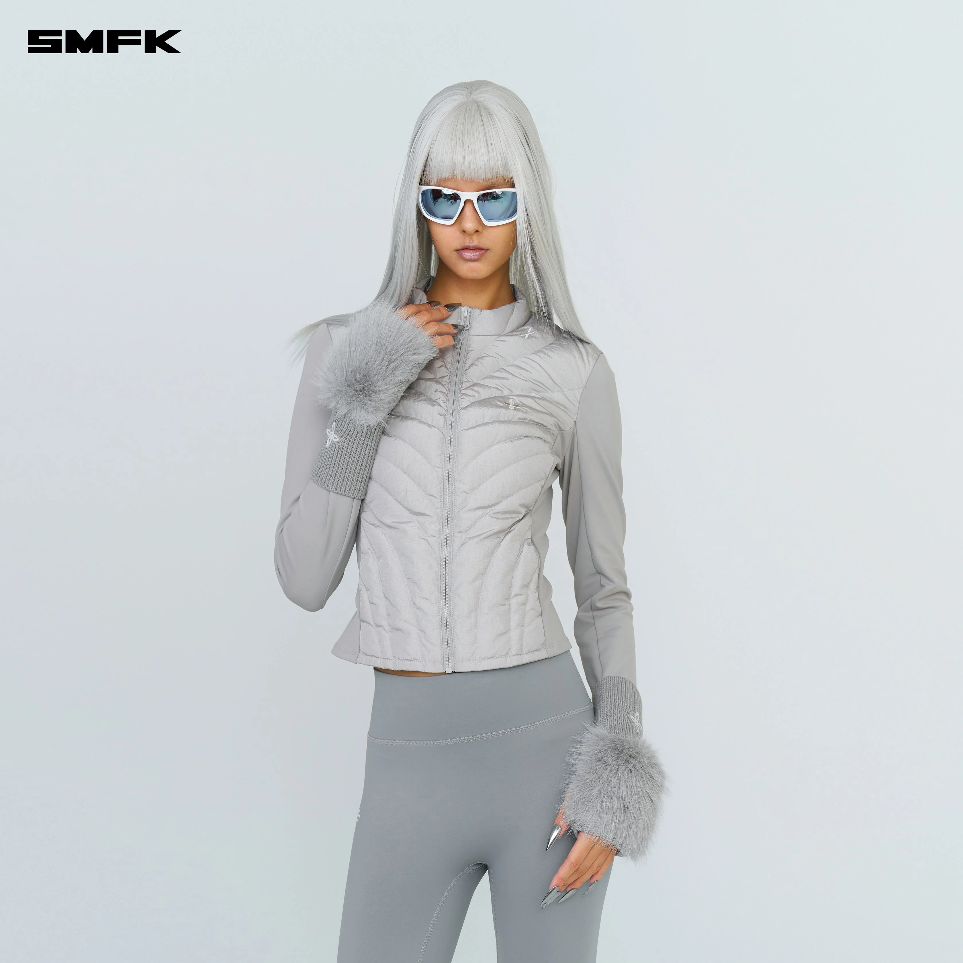 Compass Snowman Furry Gloves In Gray - Image 4