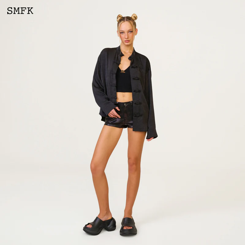 Compass Wave High-Heel Bumper Sandal In Black - Image 4