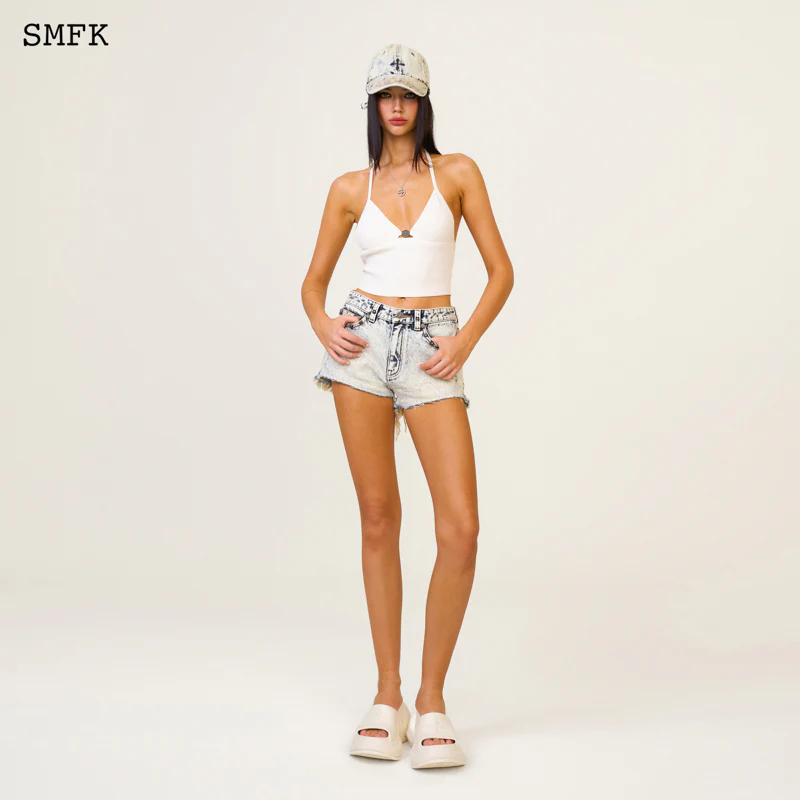 Compass Wave High-Heel Bumper Sandal In White - Image 4