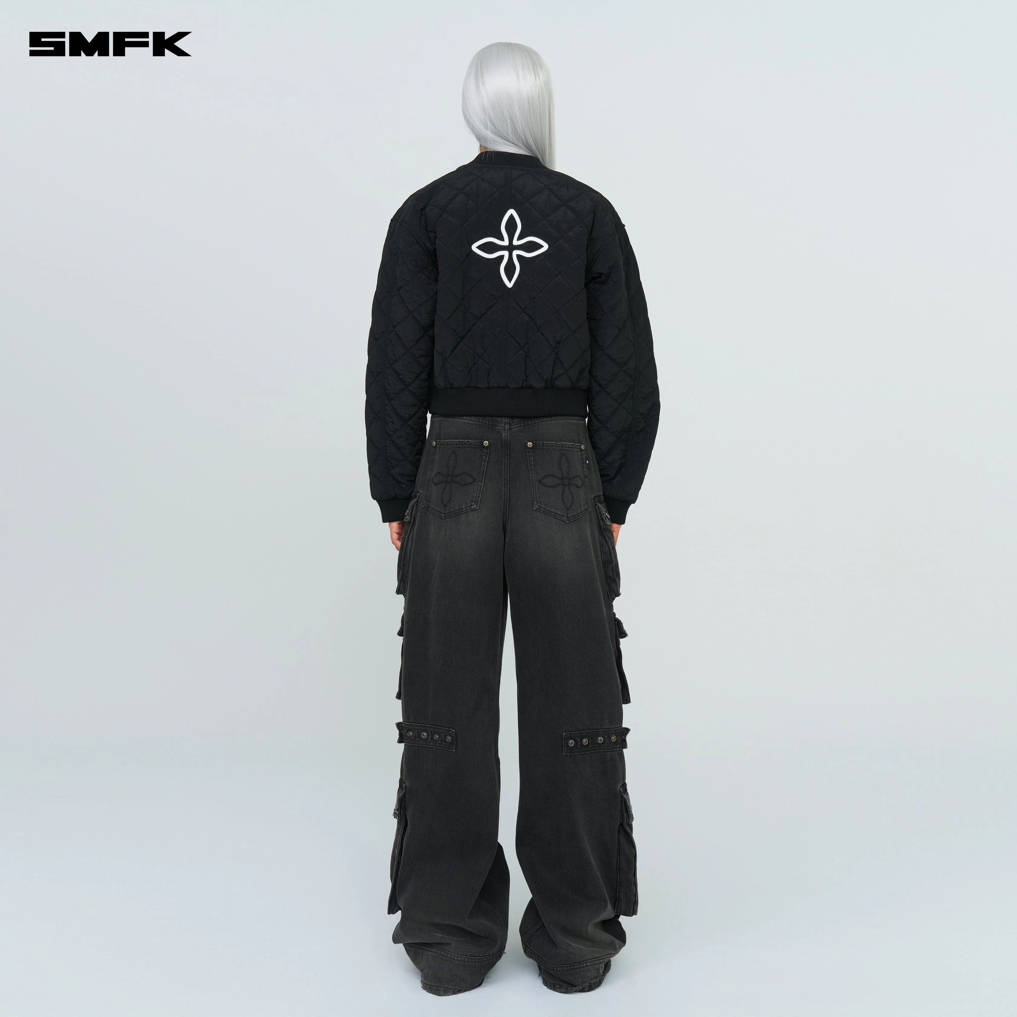 Compass Winter Badge Baseball Jacket In Black - Image 3