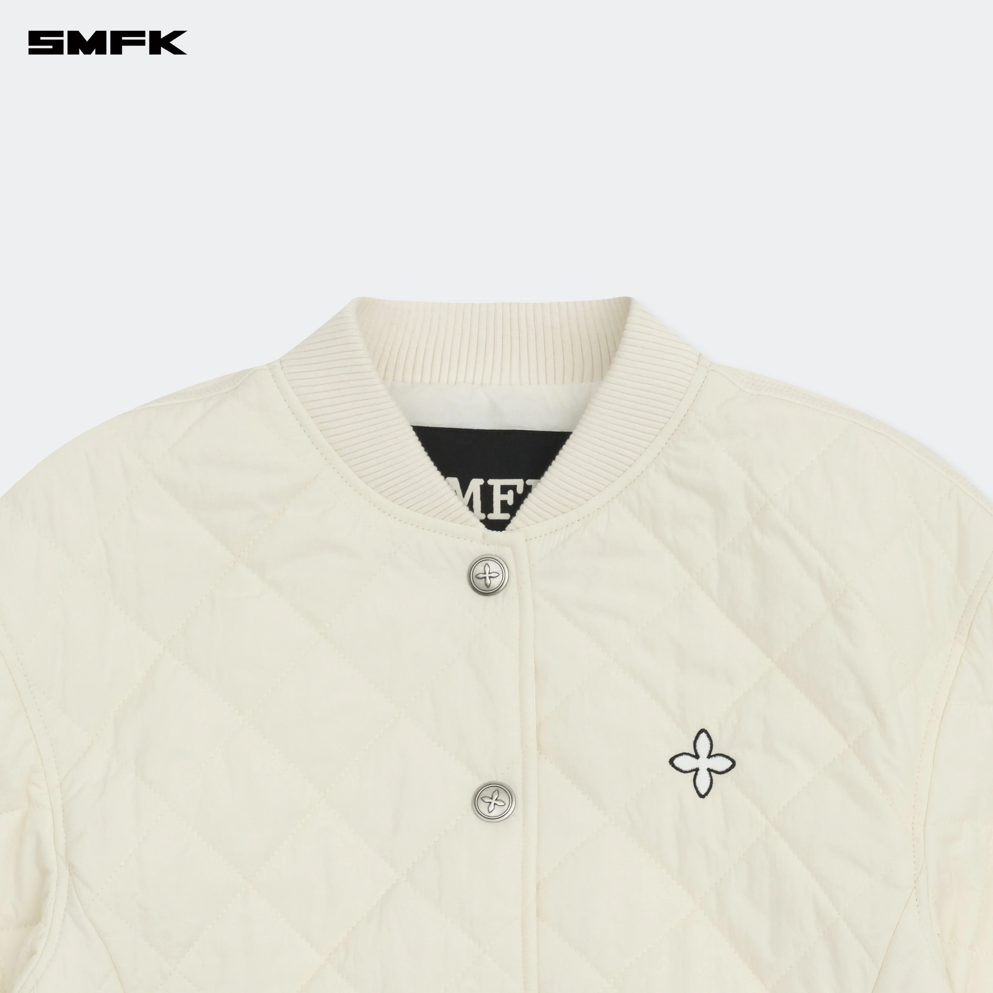Compass Winter Badge Baseball Jacket In Cream - Image 7
