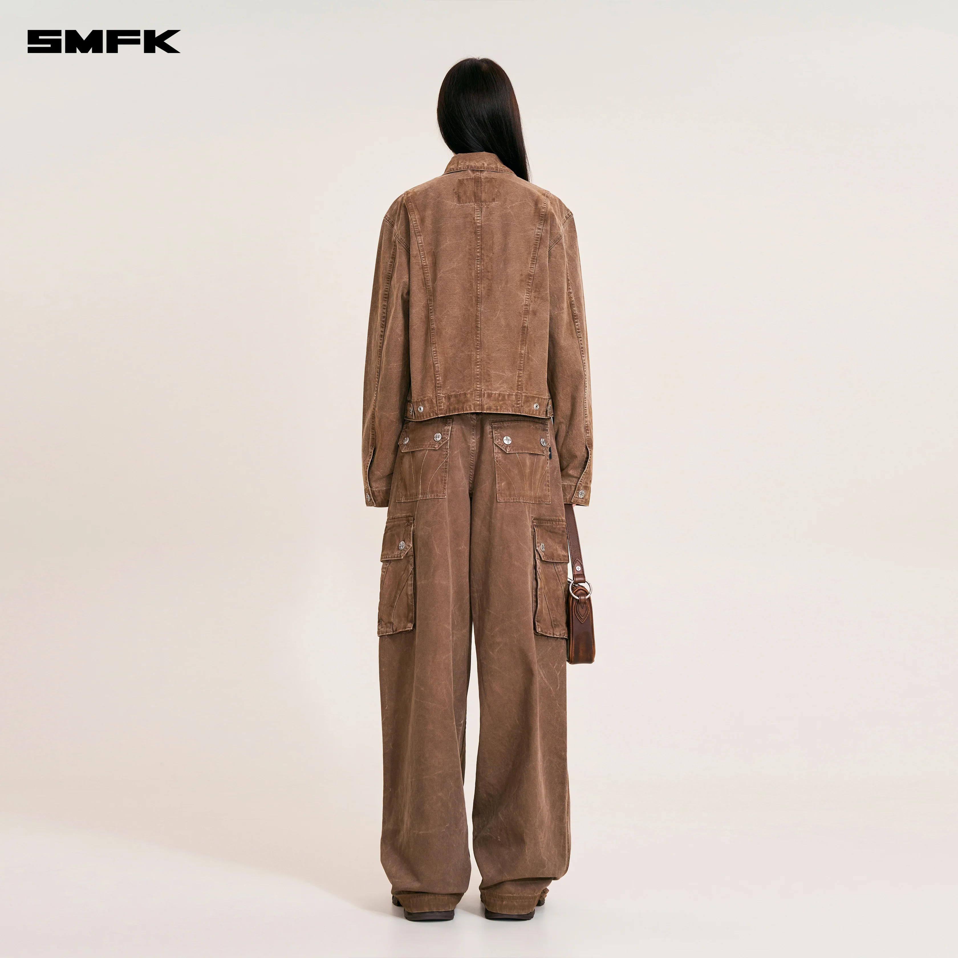 RAGE-WILD ORIGIN HANDCRAFT ENGINEER JACKET/GARMENT DYED SHADOW BROWN - Image 3