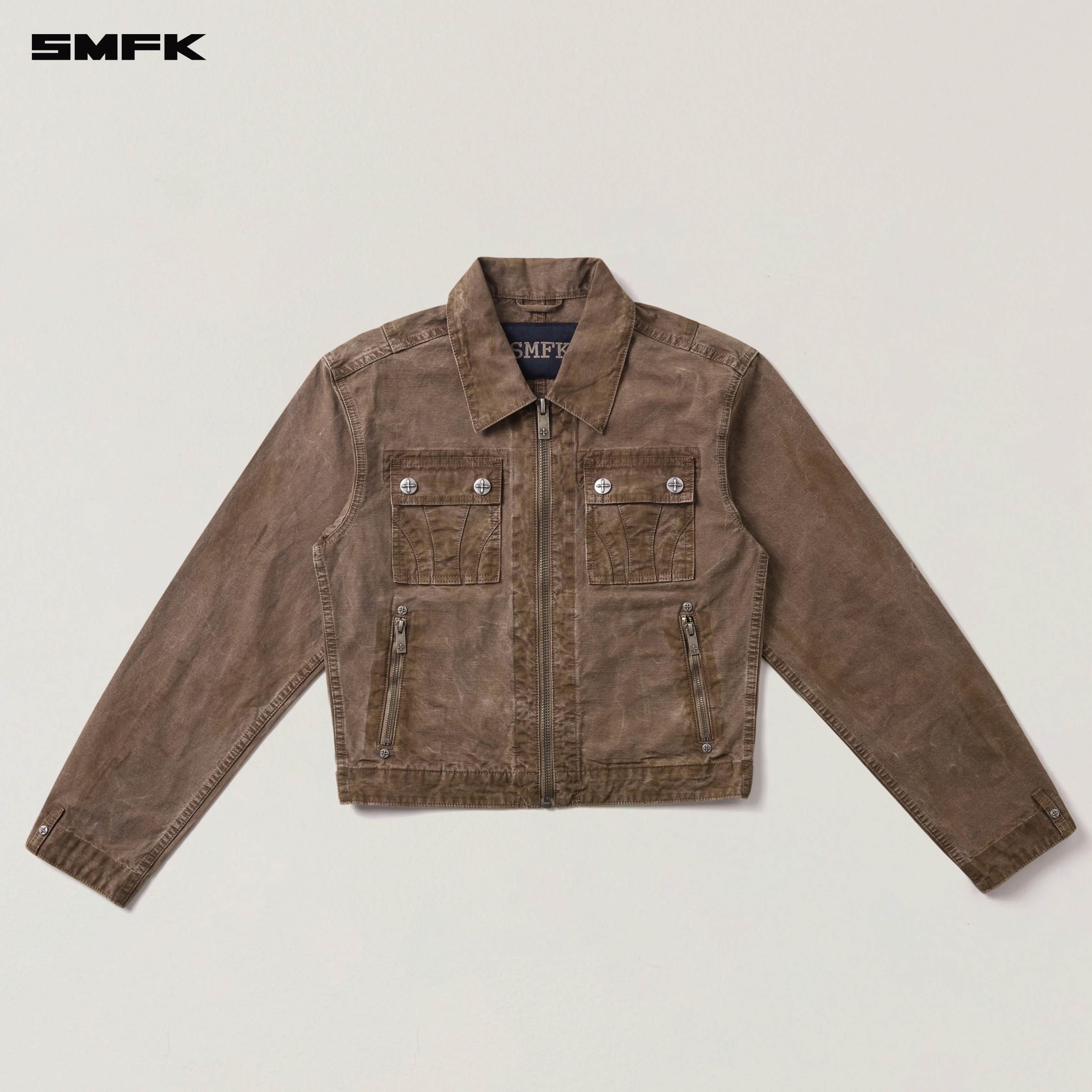 RAGE-WILD ORIGIN HANDCRAFT ENGINEER JACKET/GARMENT DYED SHADOW BROWN - Image 5
