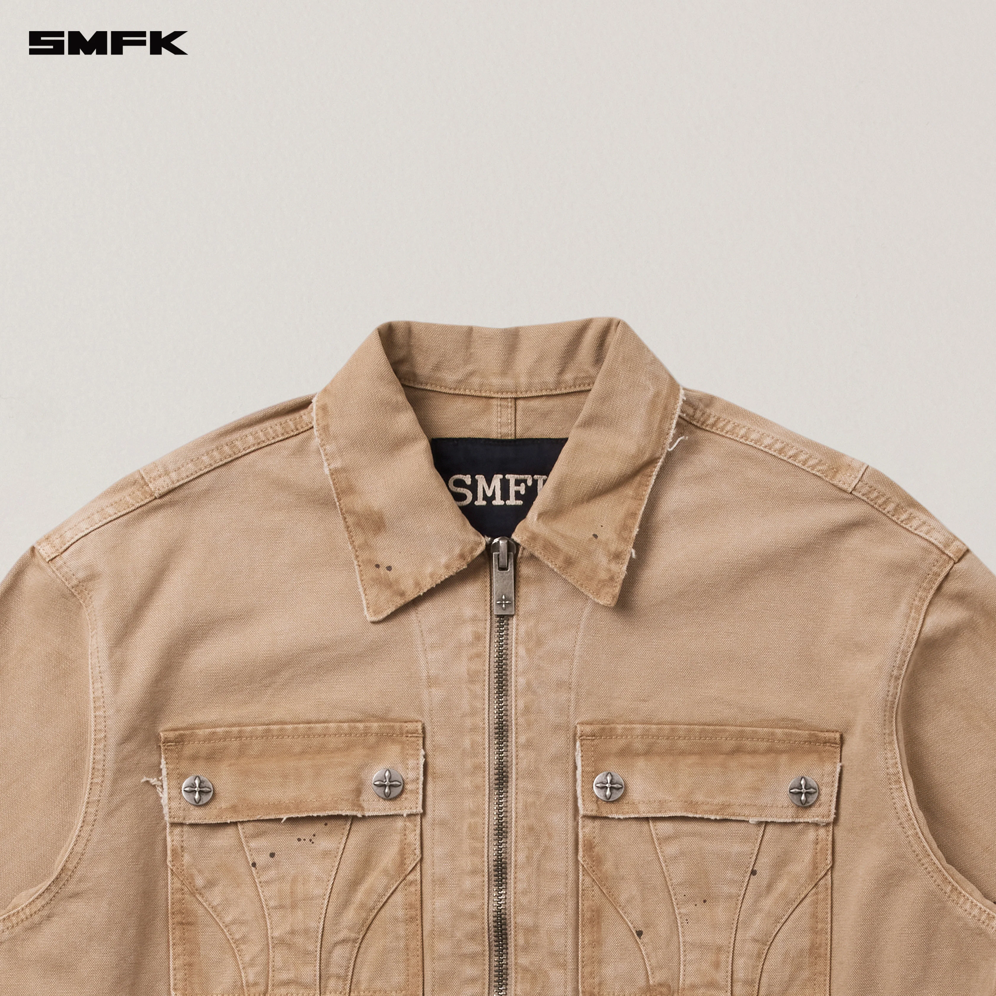 RAGE-WILD ORIGIN HANDCRAFT LOOSE CARGO JACKET/GARMENT DYED SAND - Image 7