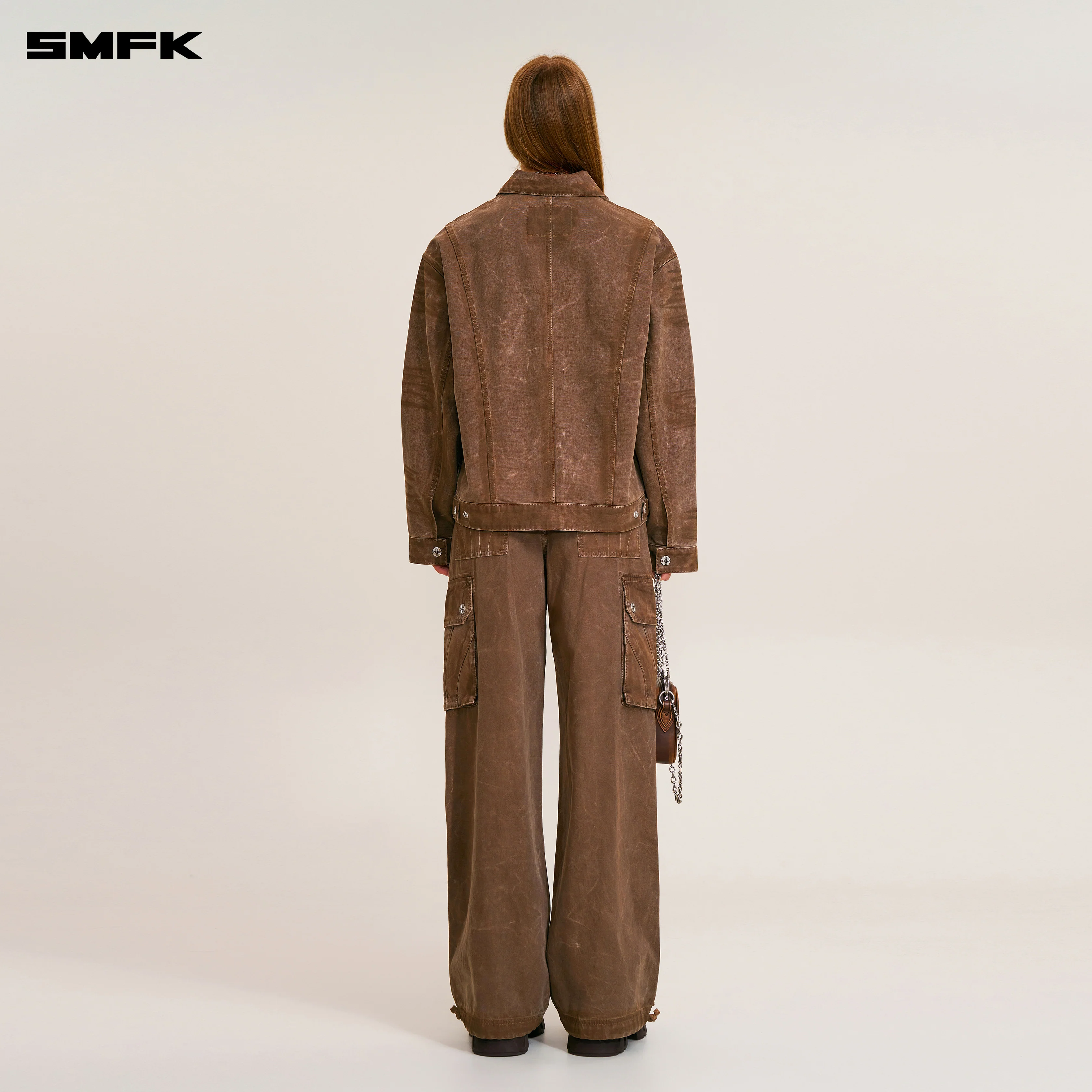 RAGE-WILD ORIGIN HANDCRAFT LOOSE CARGO JACKET/GARMENT DYED SHADOW BROWN - Image 3