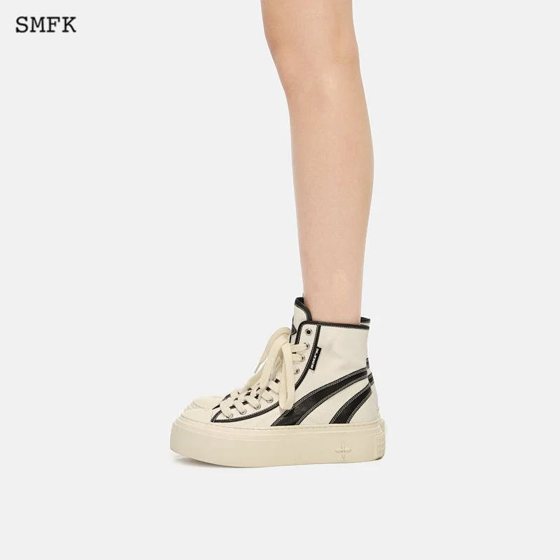 Retro College High Top Board Shoes White - Image 3