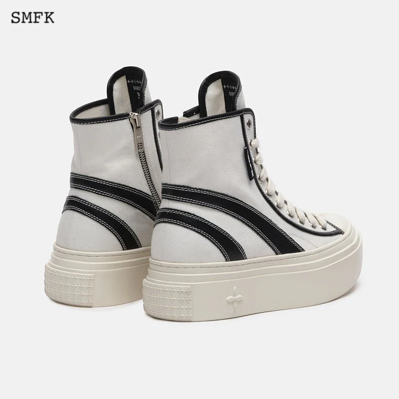 Retro College High Top Board Shoes White - Image 6