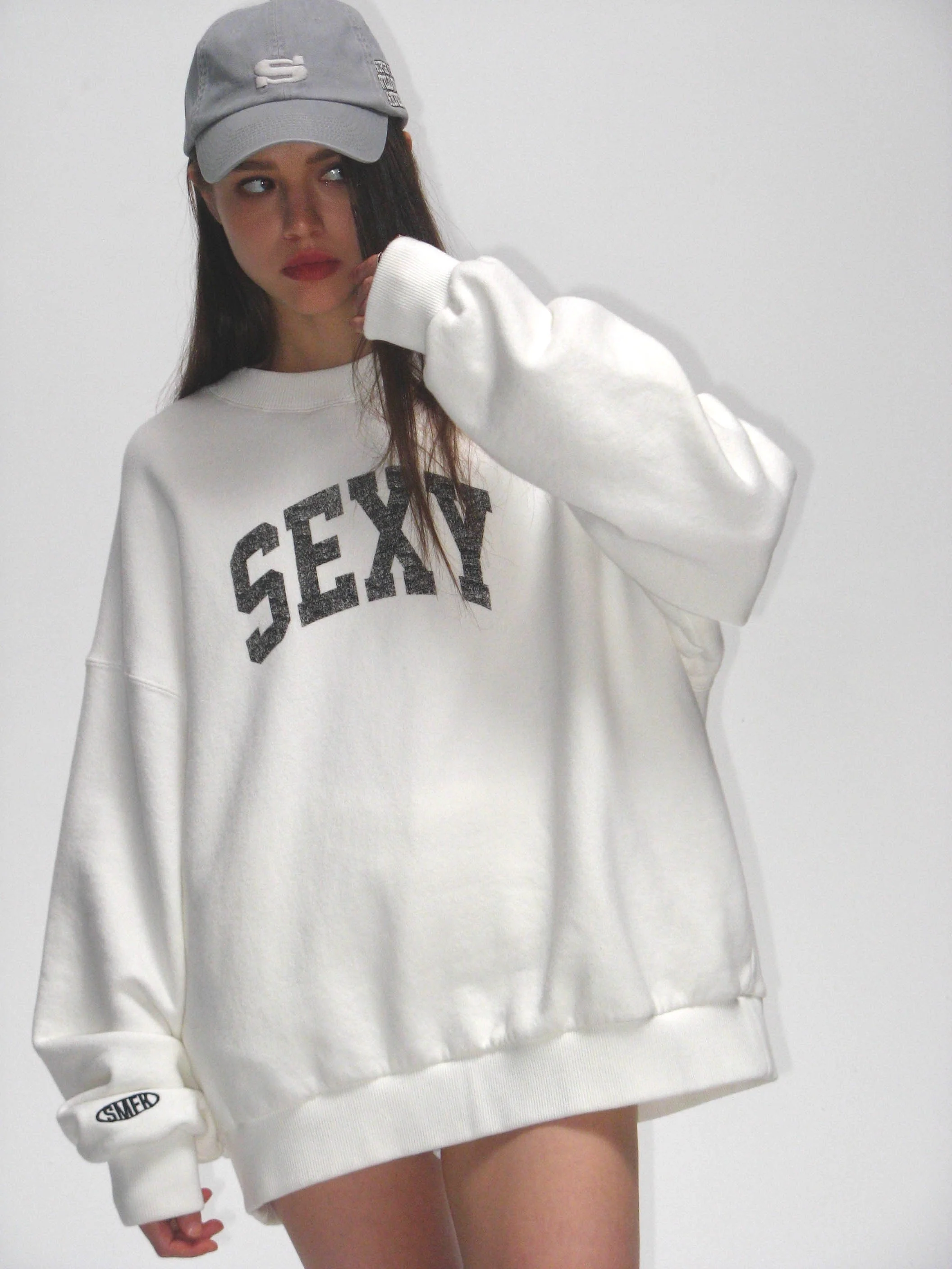 Vintage Campus White Loose Hoodie - Image 8