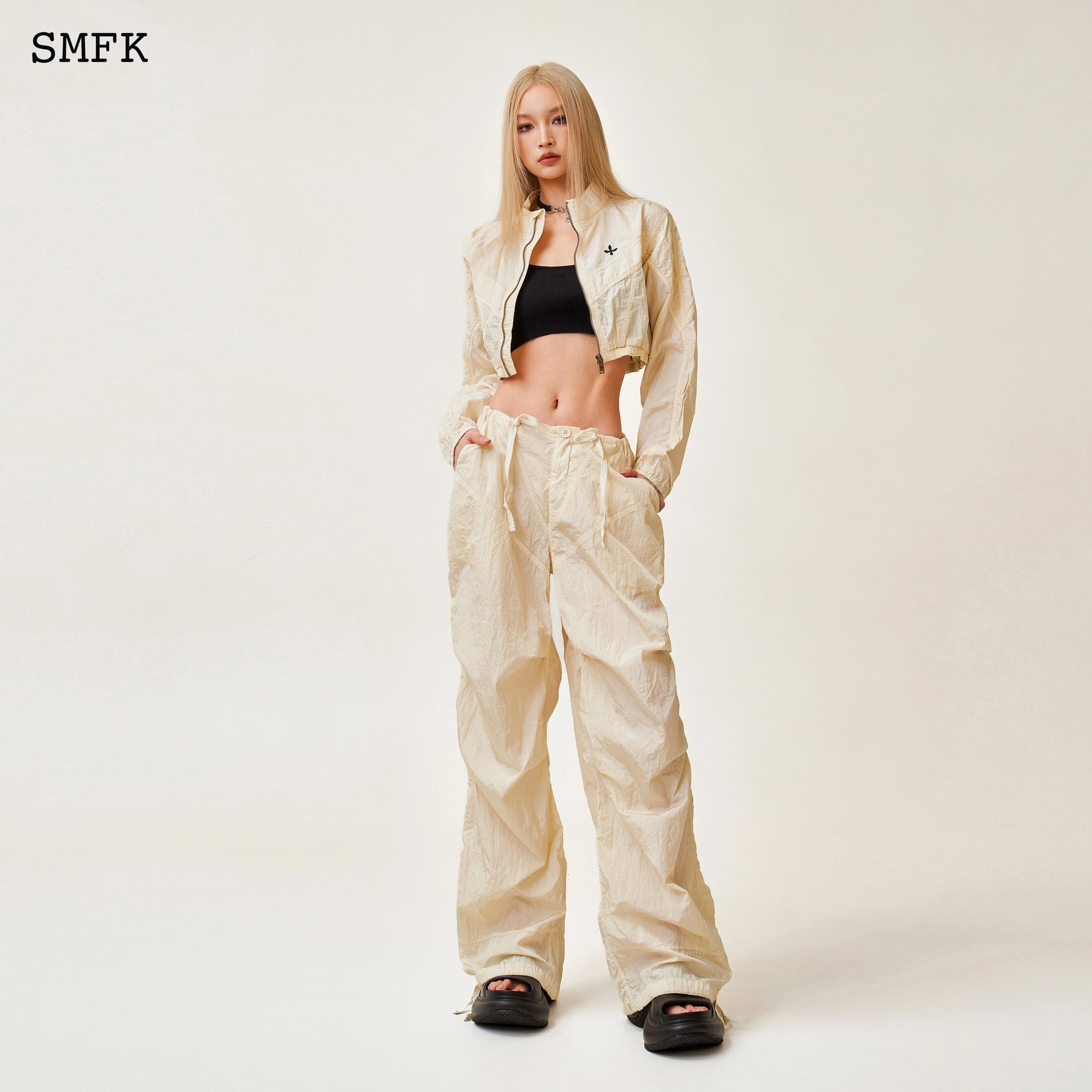 WildWorld Parachute Wide-Leg Pants In White - Image 4