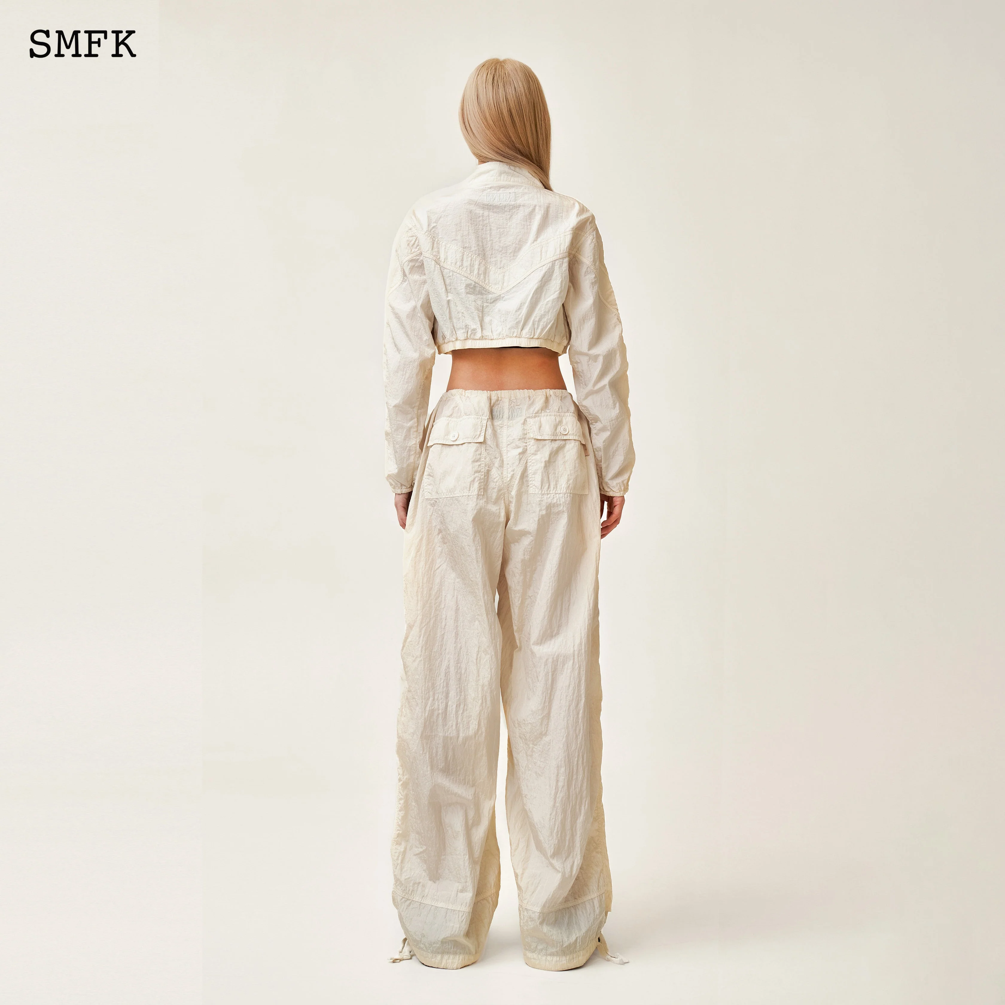 WildWorld Parachute Wide-Leg Pants In White - Image 5